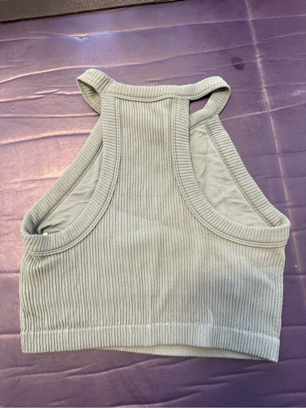Aerie Ribbed halter Crop top - Olive Green size medium - Picture 4 of 5